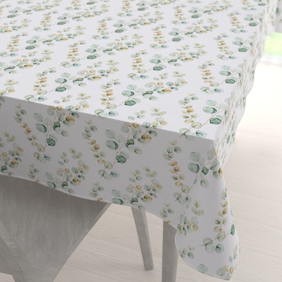Biante Dekoračný obdĺžnikový obrus Rongo RGP-510 Eukalyptové listy na bielom 100x140 cm