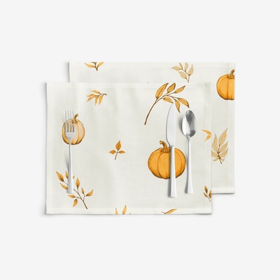 Goldea prostírání 100% bavlněné plátno - podzimní dýně a lístky - 2ks 30 x 40 cm