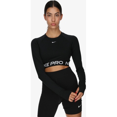 Nike Pro Df 365 Crop LS Dámské Trička s krátkým rukávem černá