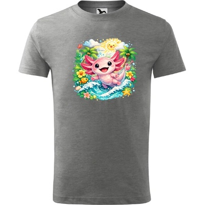 Detské tričko Letný Axolotl Tmavosivý melír