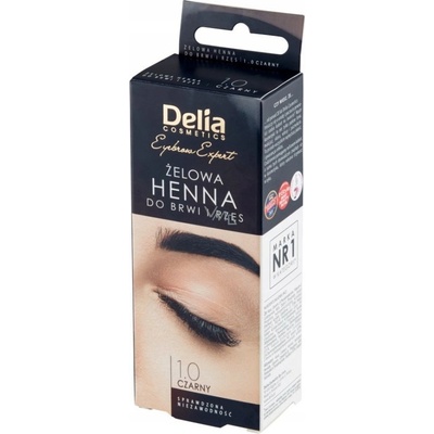 Delia Eyebrow Expert gélová henna na obočie a riasy 1.0 čierna 15 ml