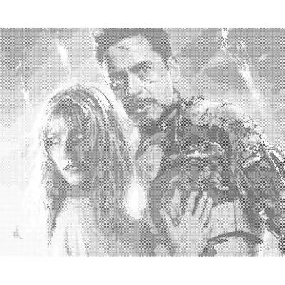 ZUTY Bodkovanie - IRON MAN A PEPPER Rámovanie: bez rámu a bez vypnutia plátna, Rozmer: 40x50 cm