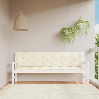 Image 1 of vidaXL Възглавници за градински пейки 2 бр Кремавобял 200x50x7 см плат (361737)