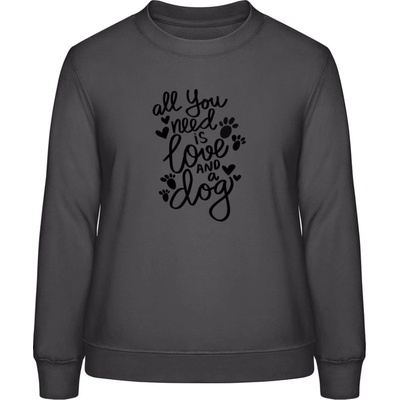 AWDis Sweat mikina Dizajn All you need is love and a Dog búrková sivá