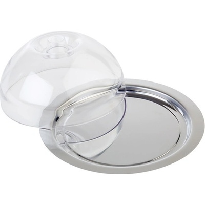 APS Servírovací tác kulatý s víkem o průměru 220 mm Finesse inox průhledná
