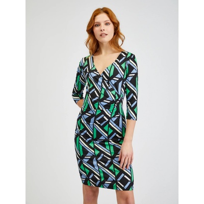 orsay Зелено-черна дамска рокля по тялото с десен ORSAY Orsay | Cheren | ЖЕНИ | S