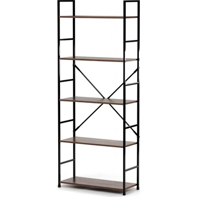 Autronic - Regál, 5 polic, dekor staré dřevo, MDF, černý lak - GD-225 OLW