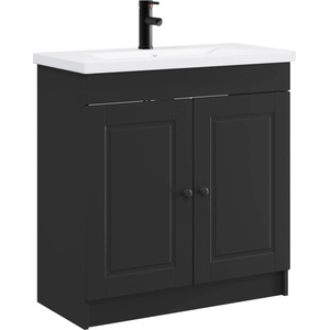 vidaXL Комплект мебели за баня Черно 78, 5 x 37, 5 x 81 см (3404135)