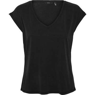 Vero Moda TRIČKO S VÝSTŘIHEM ČERNÉ