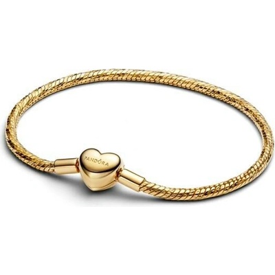 PANDORA Zlacený náramek Moments s gravírovatelným srdíčkem 16 cm 564236C00-16