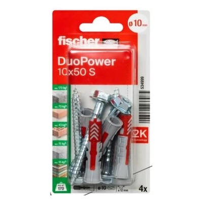 FISHER ДЮБЕЛ fischer 534999 duopower ф10х50мм С ВИНТ 4бр (534999)