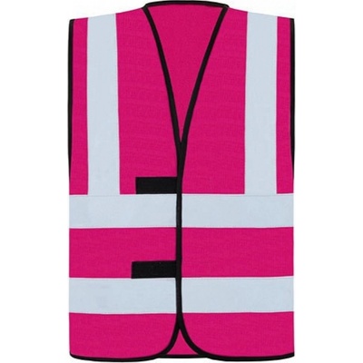 Korntex Bezpečnostní vesta se čtyřmi reflexními pruhhy červená magenta