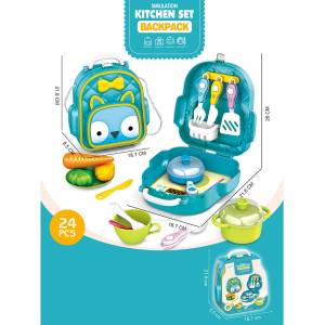 Armtoys ДЕТСКА КУХНЯ-РАНИЦА С КОТЛОН И ПРИБОРИ 24 ЧАСТИ - armtoys
