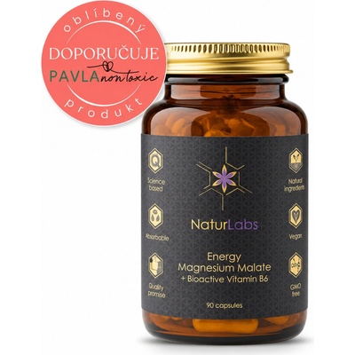 Vitalvibe Magnesium Hořčík malát + Vitamín B6 90 kapslí