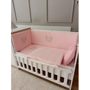 Babyhome Луксозен комплект за бебешко легло с релефен памук 9 части Цвят РОЗОВ