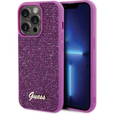 GUESS Guess Disco Metal Script Калъф за iPhone 15 Pro, розов
