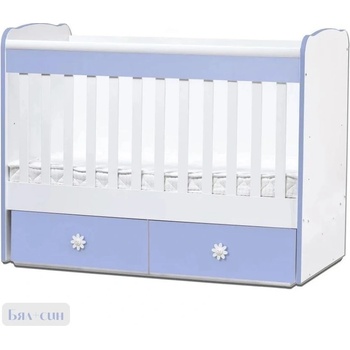 Дейзи Нов Бебешка кошара Тони 60/120 неподвижна решетка бял+син