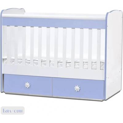 Дейзи Нов Бебешка кошара Тони 60/120 неподвижна решетка бял+син