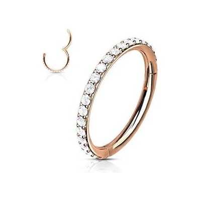 Šperky4U piercing segment kruh s kamínky zlacený K1041-RD