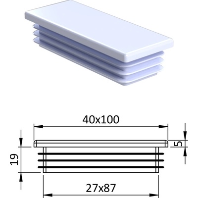 Krytka plastová 40 x 100 mm