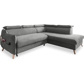 Miuform Ъглов разтегателен диван от светлосиво кадифе (десен ъгъл) Sweet Harmony - Miuform (824MO244)