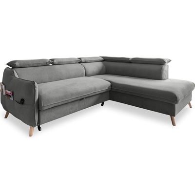 Miuform Ъглов разтегателен диван от светлосиво кадифе (десен ъгъл) Sweet Harmony - Miuform (824MO244)