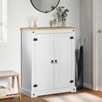 vidaXL Шкаф за обувки Бяло 86 х 38, 5 х 108 см Солидно борово дърво (42024951)