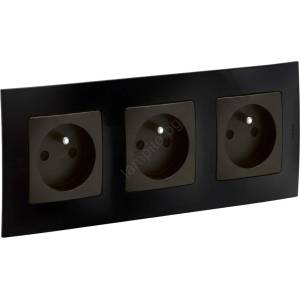 Legrand - Тройна домашна розетка с рамка NILOE 250V черна (LR0001C)