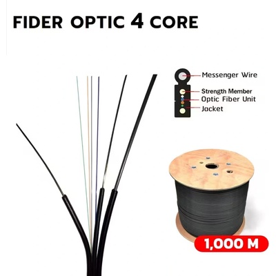 Екском FTTH 4F + M SW 1, 00mm, 2x0.5FRP, G657A, LSZH, 1km ЧЕРЕН (FTTH 4F с въже)