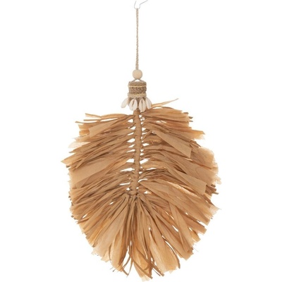 Přírodní závěsná dekorace ve tvaru listu Raffia - 25*4*27/ 35 cm - J-Line by Jolipa