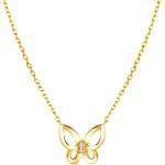 SAVICKI Колие с пеперуда, злато 585, с бели диаманти, 0.01К, 45 см - savicki - 958,36 лв
