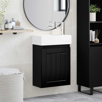 vidaXL Мивка за баня със смесител Черно 45, 5 x 25, 5 x 84 см (889492)