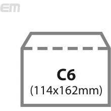 Dopisní obálka C6, bílá 80g, 1000ks, samolepící