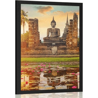 Plakát socha Buddhy v parku Sukhothai - 30x45 white