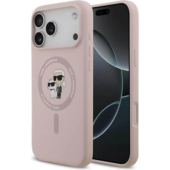 KARL LAGERFELD MagSafe Калъф за iPhone 17 Pro Max, Karl Lagerfeld Silicone Karl & Choupette Case, Розов (KLHMP17XSCMKCRHP)