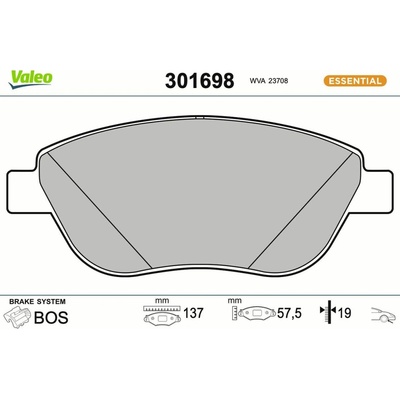 Sada brzdových platničiek kotúčovej brzdy VALEO 301698