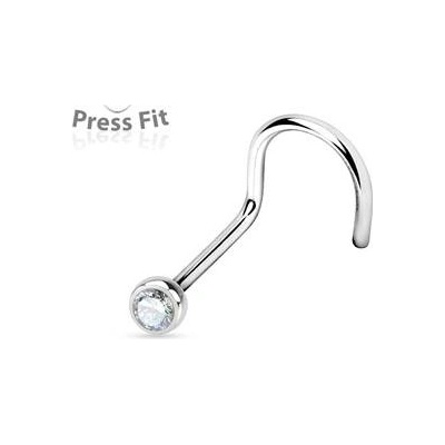 Šperky4U zahnutý piercing do nosu zirkon N1122C-020