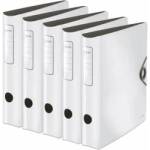 Leitz quality folder 180° Active Solid, pack of 5, A4, narrow, rounded spine, 6.5 cm wide, elastic band closure, light polyfoam, plastic folder, white, 10481001 - 10481001-5