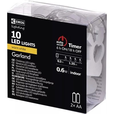 Emos girlanda vianočná snehuliaci 10LED 1.35m 2xAA časovač teplá biela