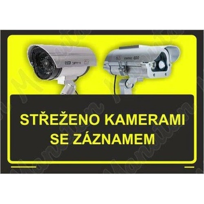 Střeženo kamerami se záznamem, plast 420 x 297 x 2 mm A3