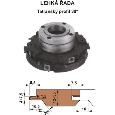 Sada fréz na pero a drážku s VBD 560 CF 180x40 / 4z - Tatranský profil 30° - LEHKÁ ŘADA