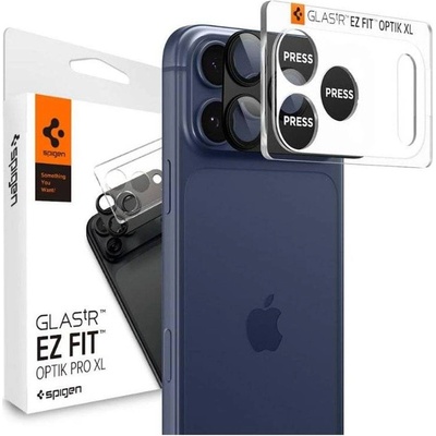 Spigen Протектор за Камерата на iPhone 17 Pro, Spigen EZ Fit Optik Pro XL Glass tR, Черен (AGL10644)
