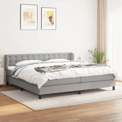 vidaXL Боксспринг легло с матрак, светлосиво, 200x200 см, плат (3126589)