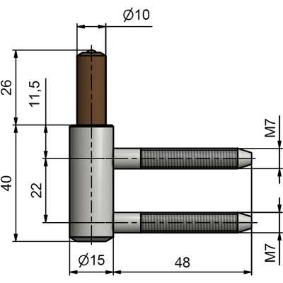 TKZ dverový záves 80/10 SD 22/M7 PH Lak antika RAL 09/90200
