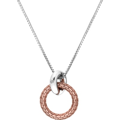 Hot Diamonds Strieborný bicolor náhrdelník s diamantom woven DP867