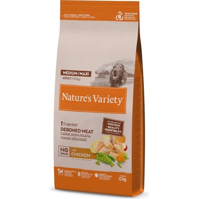 Nature's Variety No Grain Medium & Maxi Adult kuře z volného chovu 12 kg