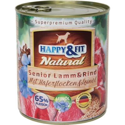 Happy & Fit Natural Senior jahna hovedzina ovsené vločky a lanovy olej 800 g