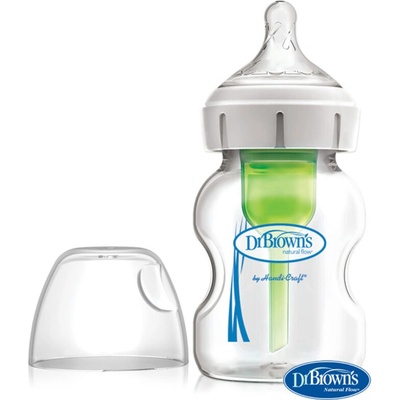 Dr. Brown's kojenecká láhev Options skleněná bílá se silikonovým dudlíkem level 1 1 ks 150 ml