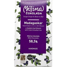 Míšina čokoláda 58,5% mléčná čokoláda s borůvkami Madagaskar 50 g