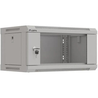 Lanberg Комуникационен шкаф, Lanberg rack cabinet 19" wall-mount 4U/540x350 (flat pack) with glass door grey (WF03-5304-10S)
